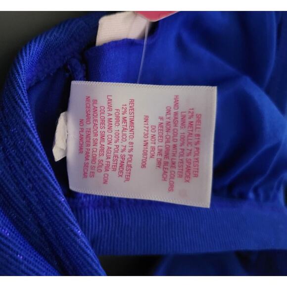 Xhilaration Juniors’ Blue Metallic Bralette Bikini Top – XS, Spandex Blend, New - Picture 4 of 8